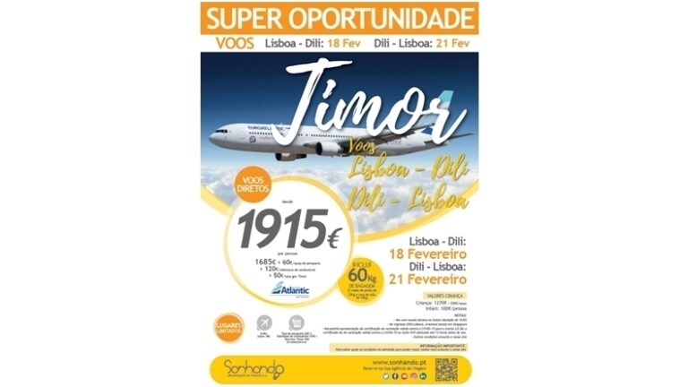Sonhando lança “super oportunidade” para voo entre Lisboa e Díli