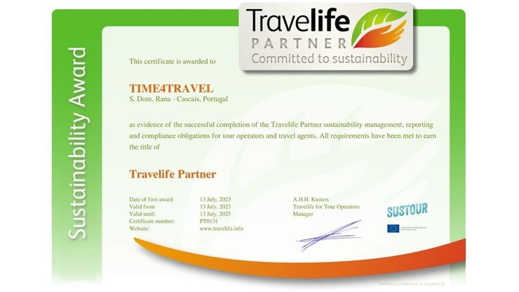 TIME4TRAVEL alcança certificação Travelife Partner