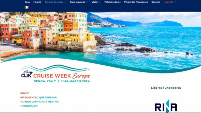 Cruise Week Europe decorre em Génova de 11 a 14 de março