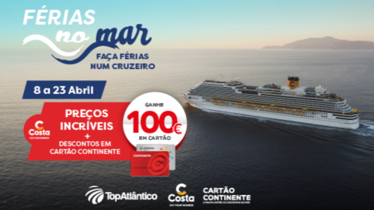 Top Atlântico lança campanha de cruzeiros com desconto em Cartão Continente